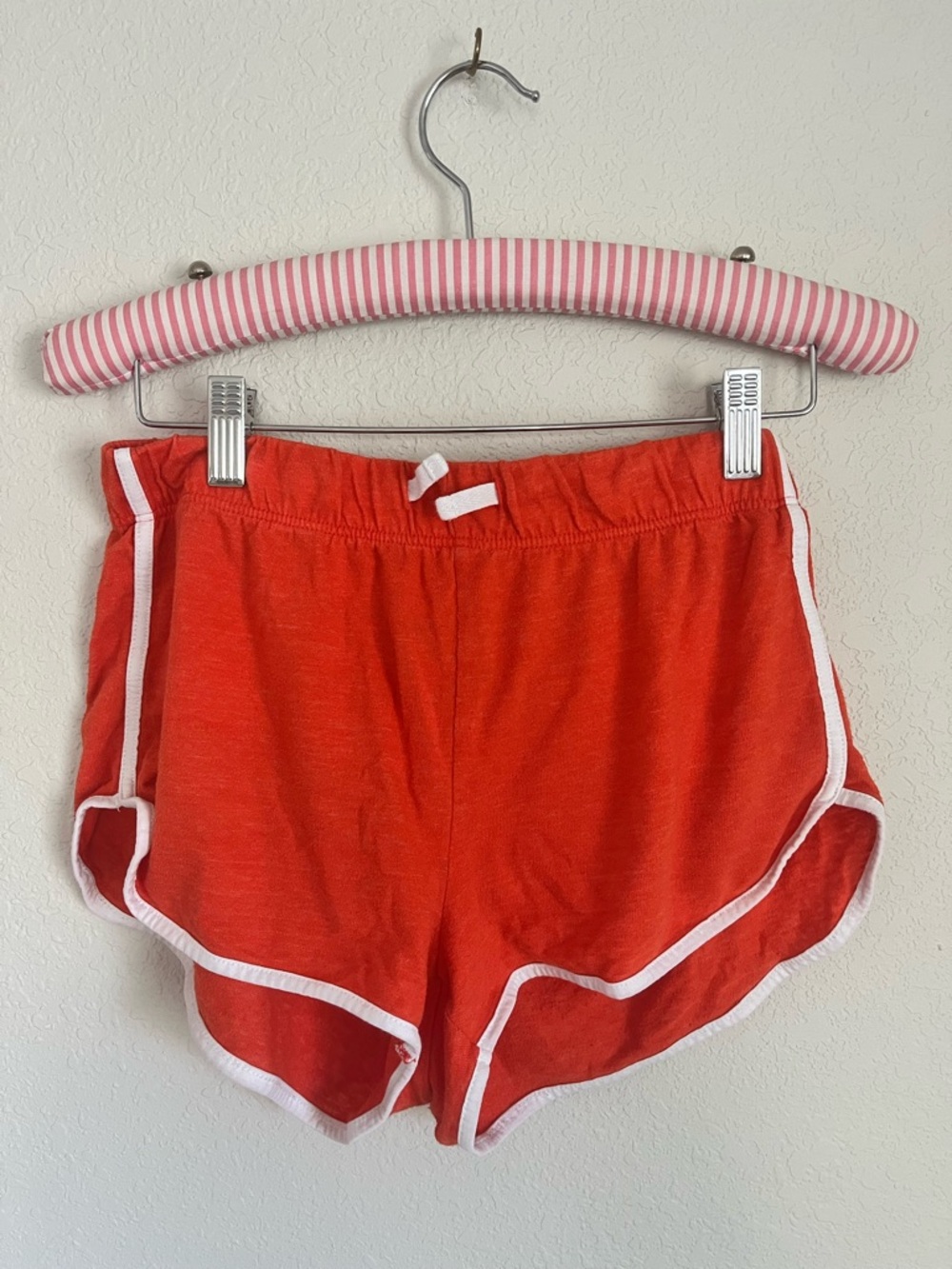 Topshop Orange Athletic Shorts with White Piping. Size 4.